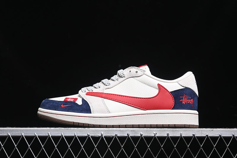 Travis Scott Fragment Design Nike Air Jordan 1 Low OG SP Red Blue White Fashion Sneakers
