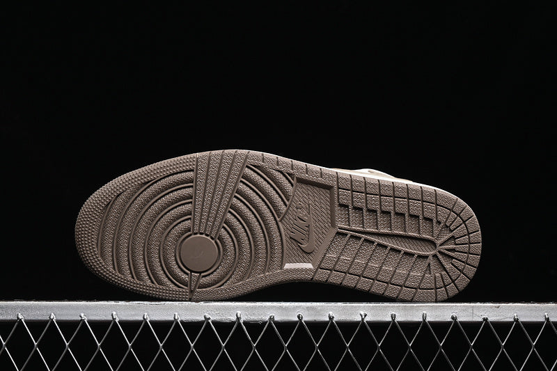 Travis Scott Fragment Design Nike Air Jordan 1 Low OG SP Light Brown Sole White Sneakers