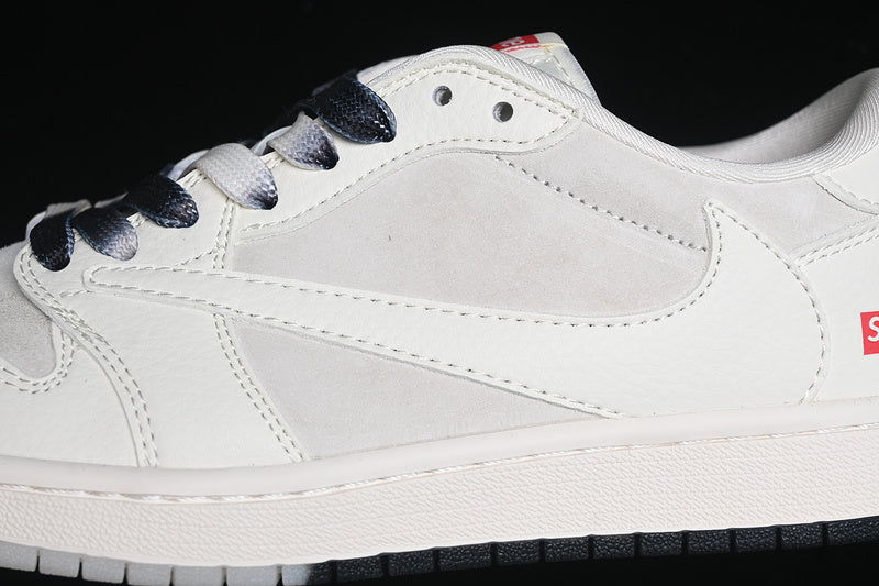 Travis Scott Fragment Design Nike Air Jordan 1 Low Supreme OG SP White Sneakers