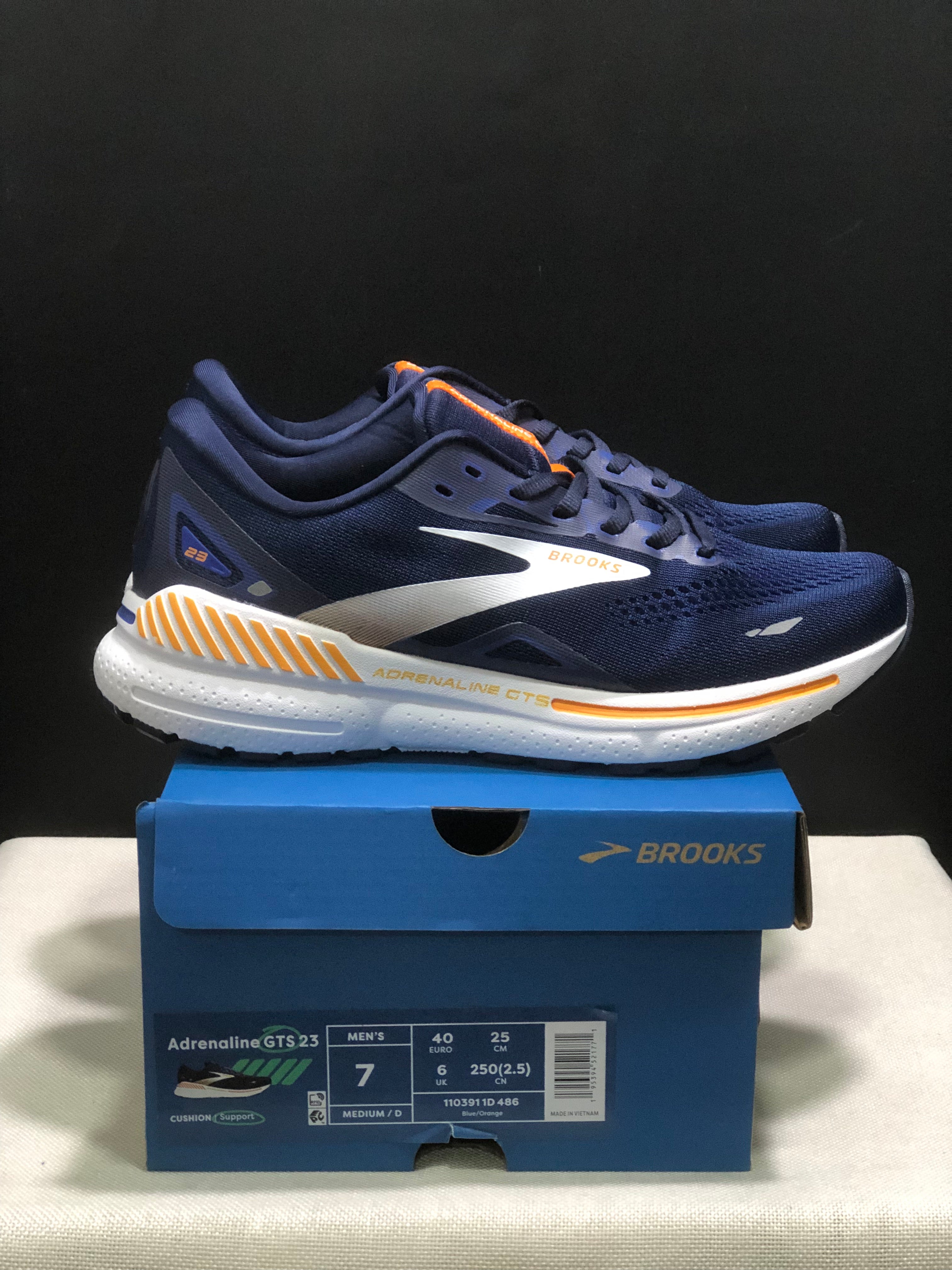 Brooks Adrenaline GTS 23 Shock-absorbing Wear-resistant Low-top Running Shoes Blue/Orange