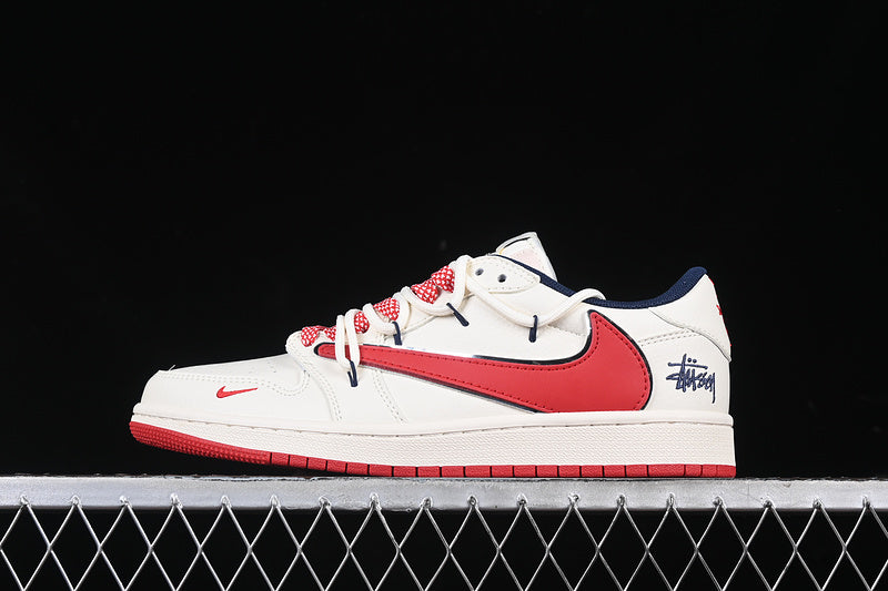 Travis Scott Fragment Design Nike Air Jordan 1 Low OG SP Red White Sneakers