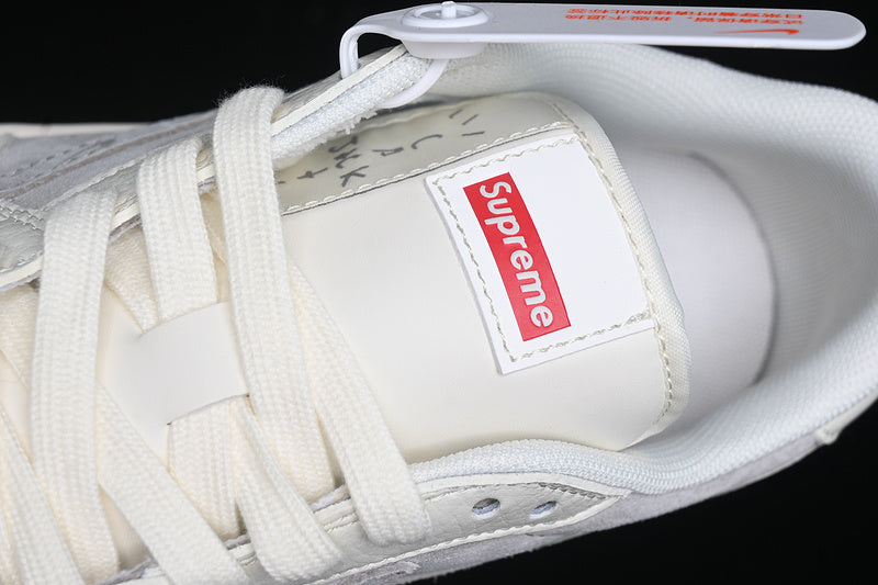 Travis Scott Fragment Design Nike Air Jordan 1 Low Supreme OG SP Light Grey White Fashion Sneakers