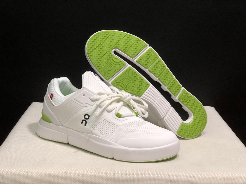 On Running The Roger Spin Breathable Mesh Sneakers White/Lemon Green