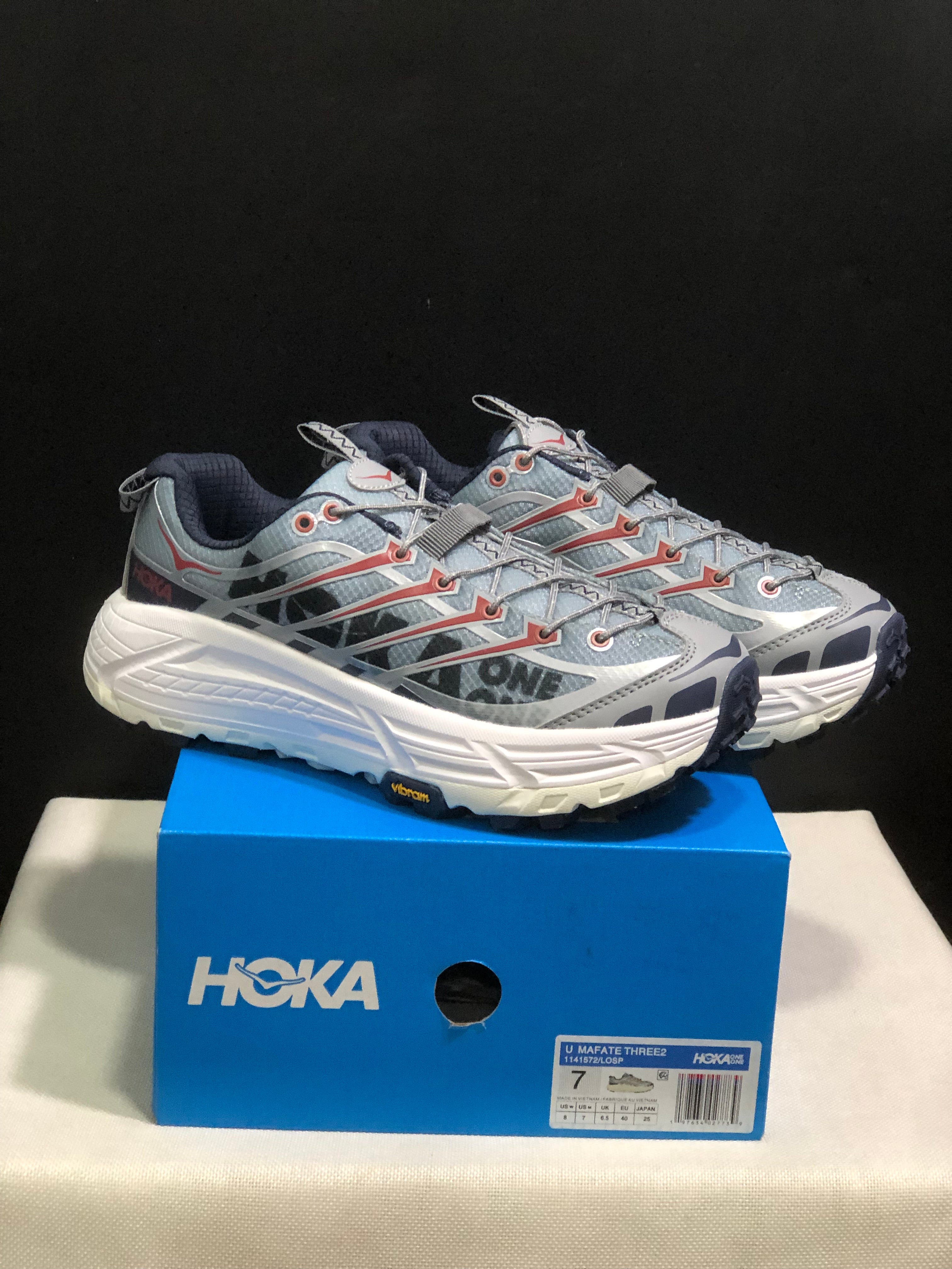 Hoka One One Mafate Three 2 Anti-slip Running Shoes Sneakers Silver