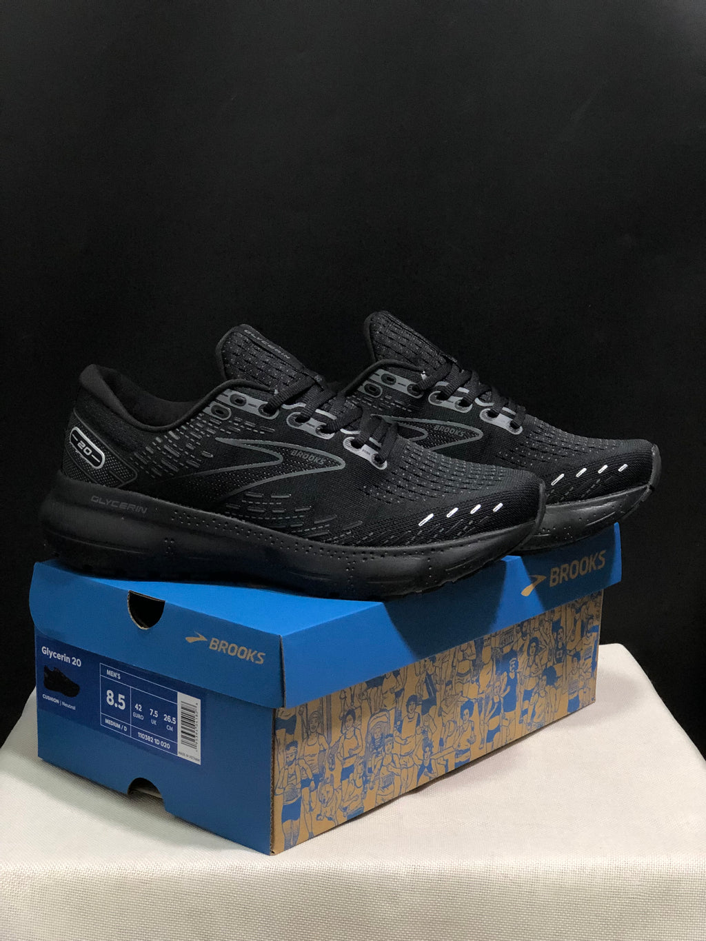 Brooks Glycerin GTS 20 Shock-absorbing Wear-resistant Running Shoes Black