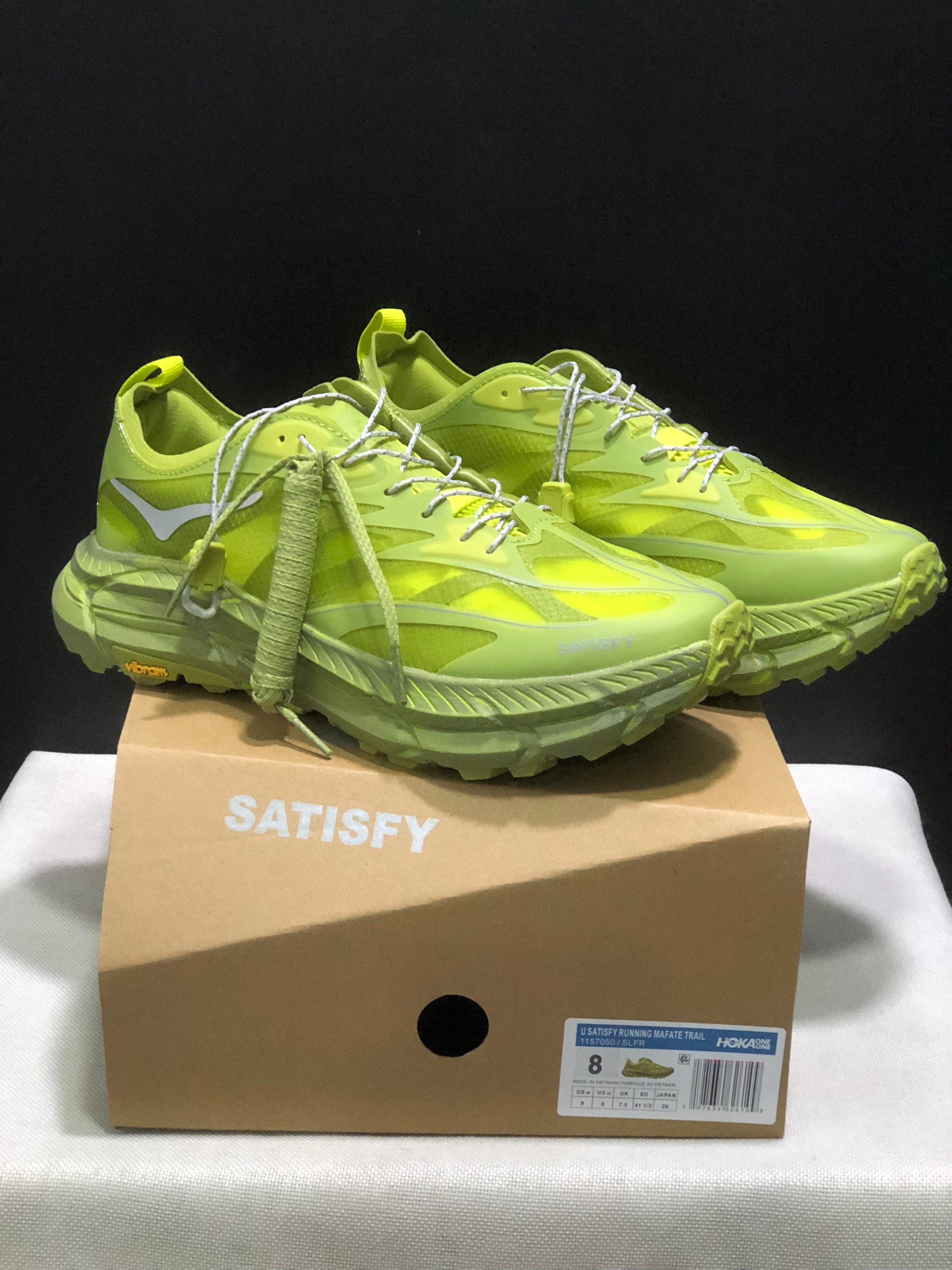 Hoka One One Satisfy x Mafate Speed 4 Breathable Fashion Running Shoes Sneakers Green