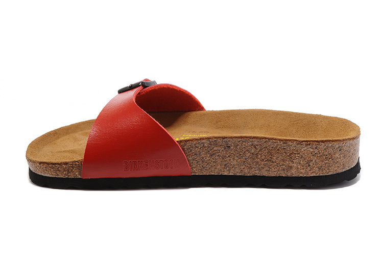 Birkenstock Madrid Red Single Strap Slide Matte Leather Sandals