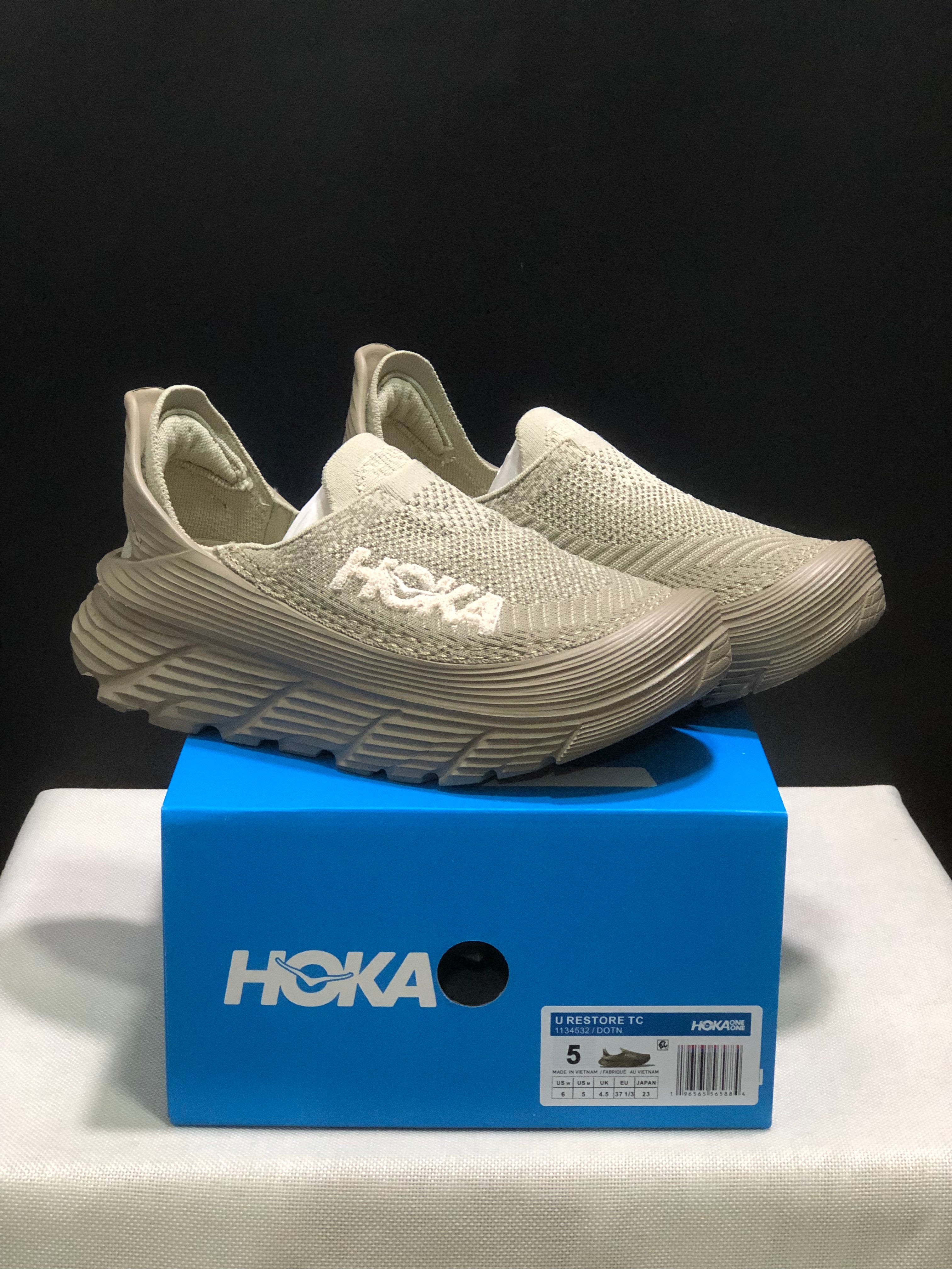 Hoka One One Restore TC Elastic Comfortable Low-top Running Shoes Sneakers Beige