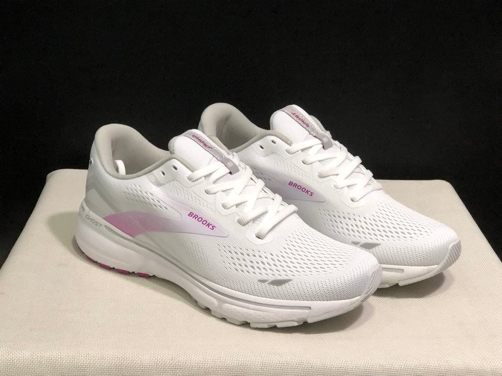 Brooks Ghost 15 Shock-absorbing Wear-resistant Low-top Running Shoes White Rose Red