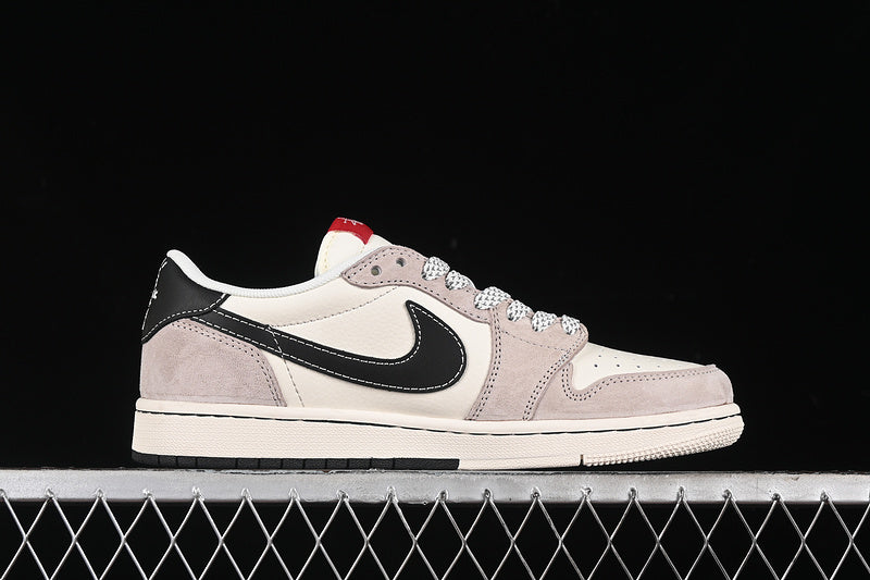 Travis Scott Fragment Design Nike Air Jordan 1 Low OG SP Black Light Brown White Sneakers