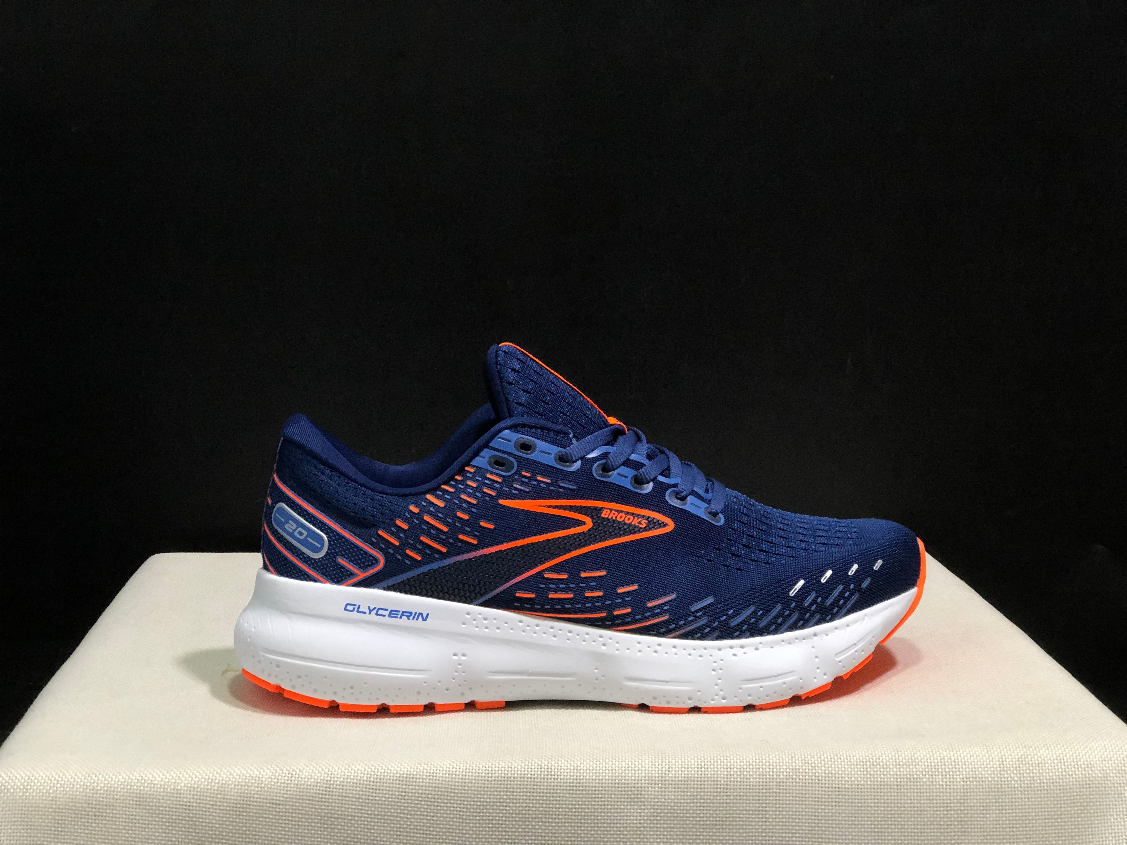 Brooks Glycerin GTS 20 Shock-absorbing Wear-resistant Running Shoes Navy/Orange