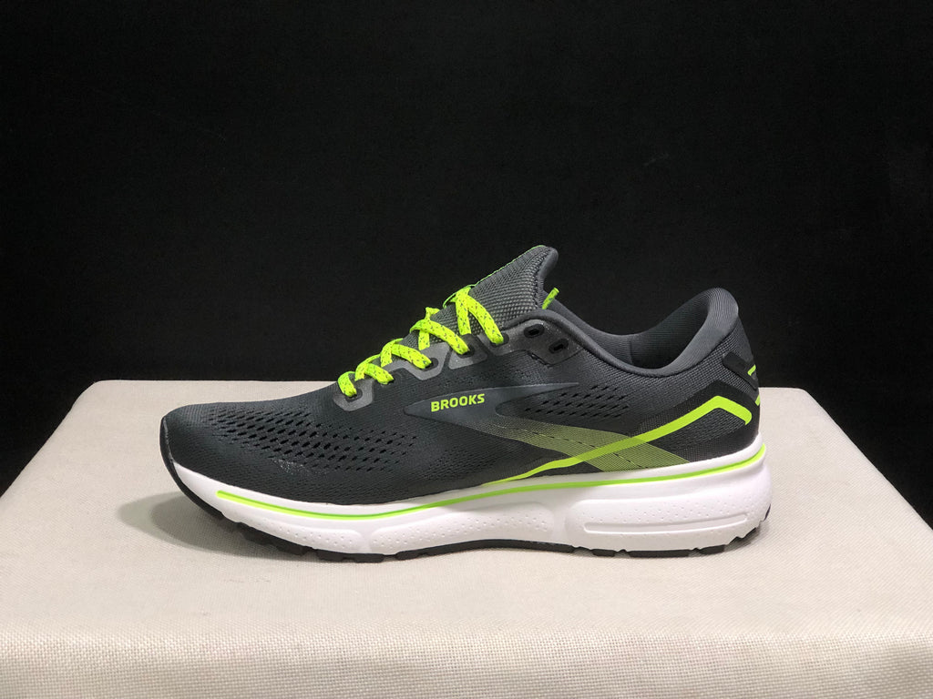 Brooks Ghost 15 Shock-absorbing Wear-resistant Low-top Running Shoes Carbon Soot/FluoreScent Green