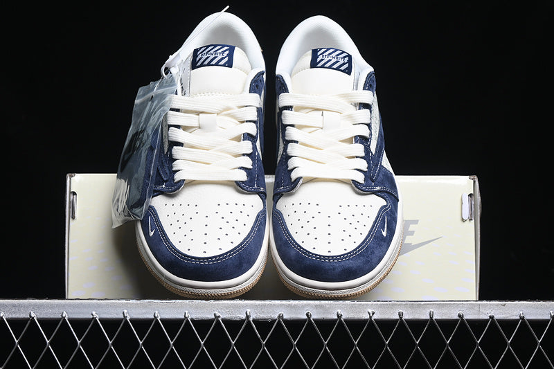 Travis Scott Fragment Design Nike Air Jordan 1 Low OG SP Navy White Sneakers