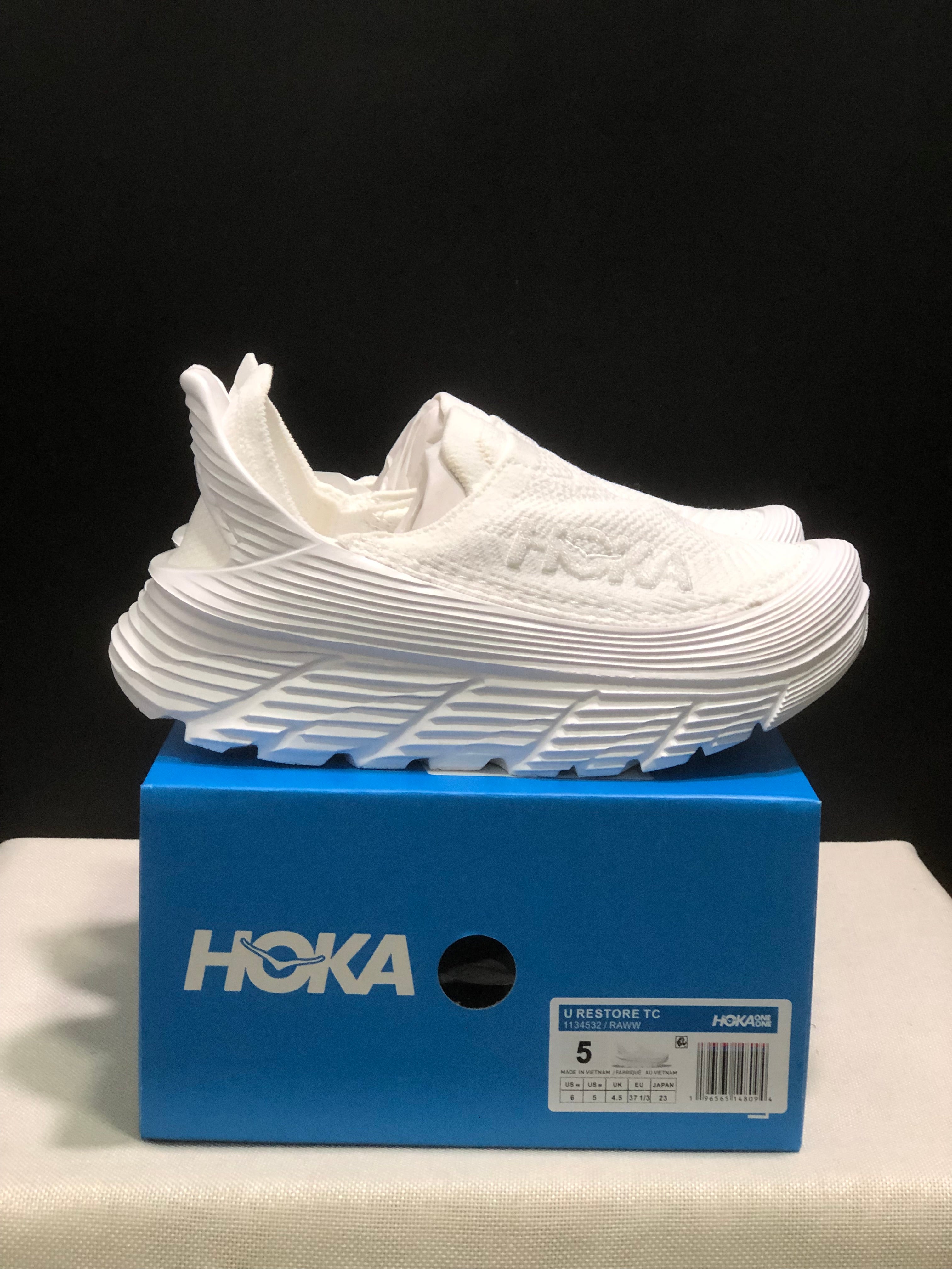 Hoka One One Restore TC Elastic Comfortable Low-top Running Shoes Sneakers White