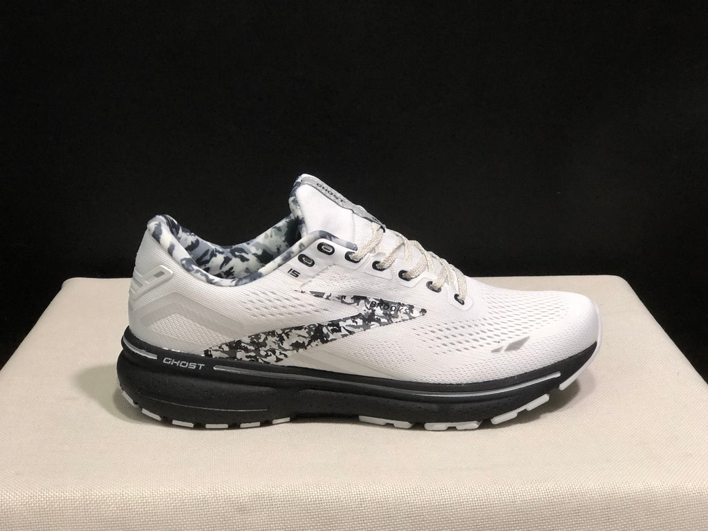 Brooks Ghost 15 Shock-absorbing Wear-resistant Low-top Running Shoes White/Camouflage