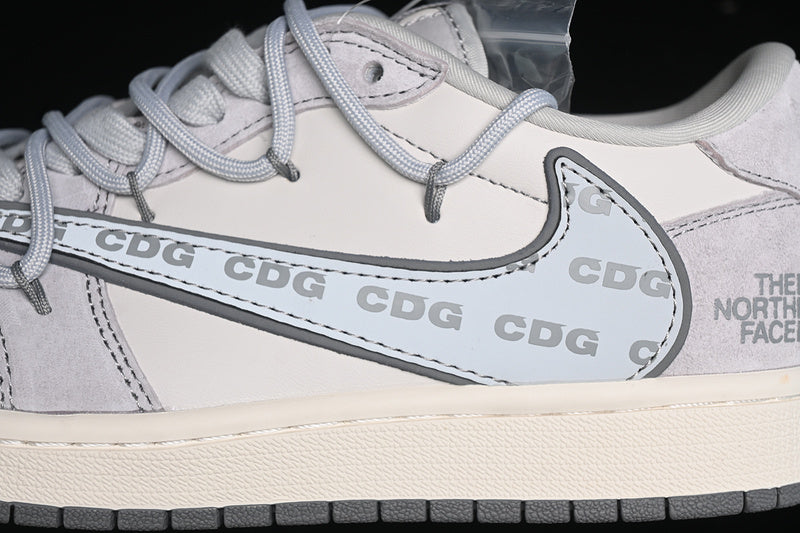 Travis Scott Fragment Design Nike Air Jordan 1 Low The North Face OG SP Grey Sole Grey White Sneakers