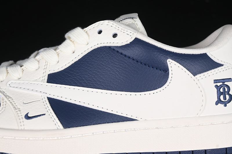 Travis Scott Fragment Design Nike Air Jordan 1 Low Burberry OG SP Blue Sole White Blue Sneakers
