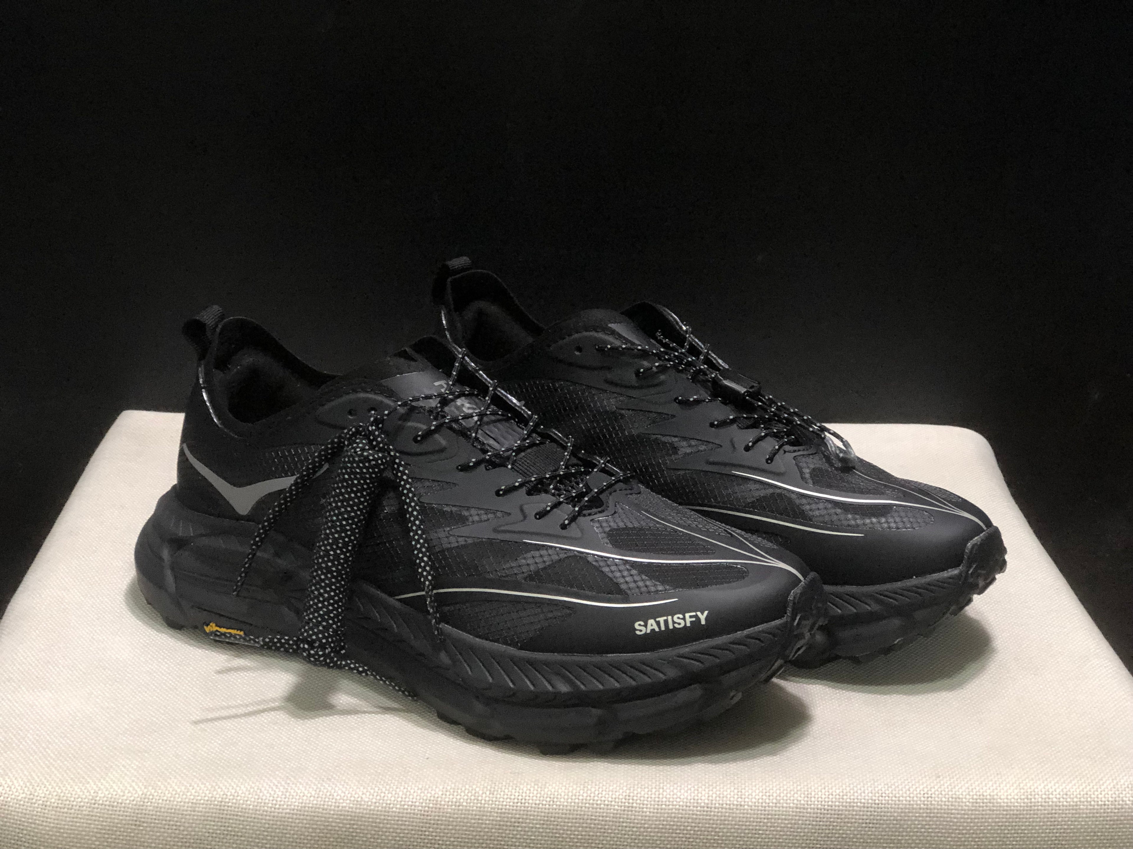 Hoka One One Satisfy x Mafate Speed 4 Black Breathable Fashion Running Shoes Sneakers