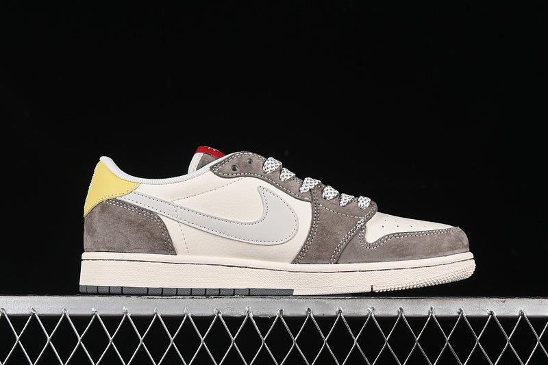 Travis Scott Fragment Design Nike Air Jordan 1 Low OG SP Light Brown White Sneakers