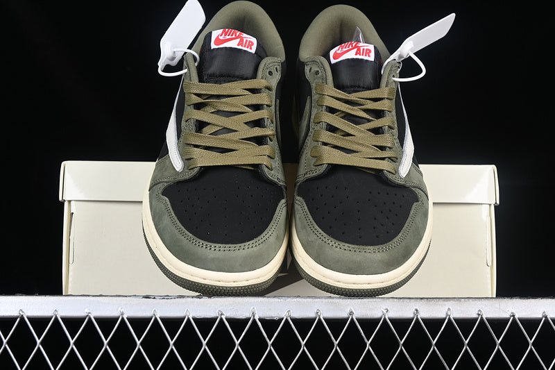 Travis Scott Nike Air Jordan 1 Low OG SP Black Olive Green Sneakers