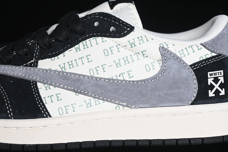 Travis Scott Fragment Design Nike Air Jordan 1 Low OG SP Off White Grey Black Sneakers