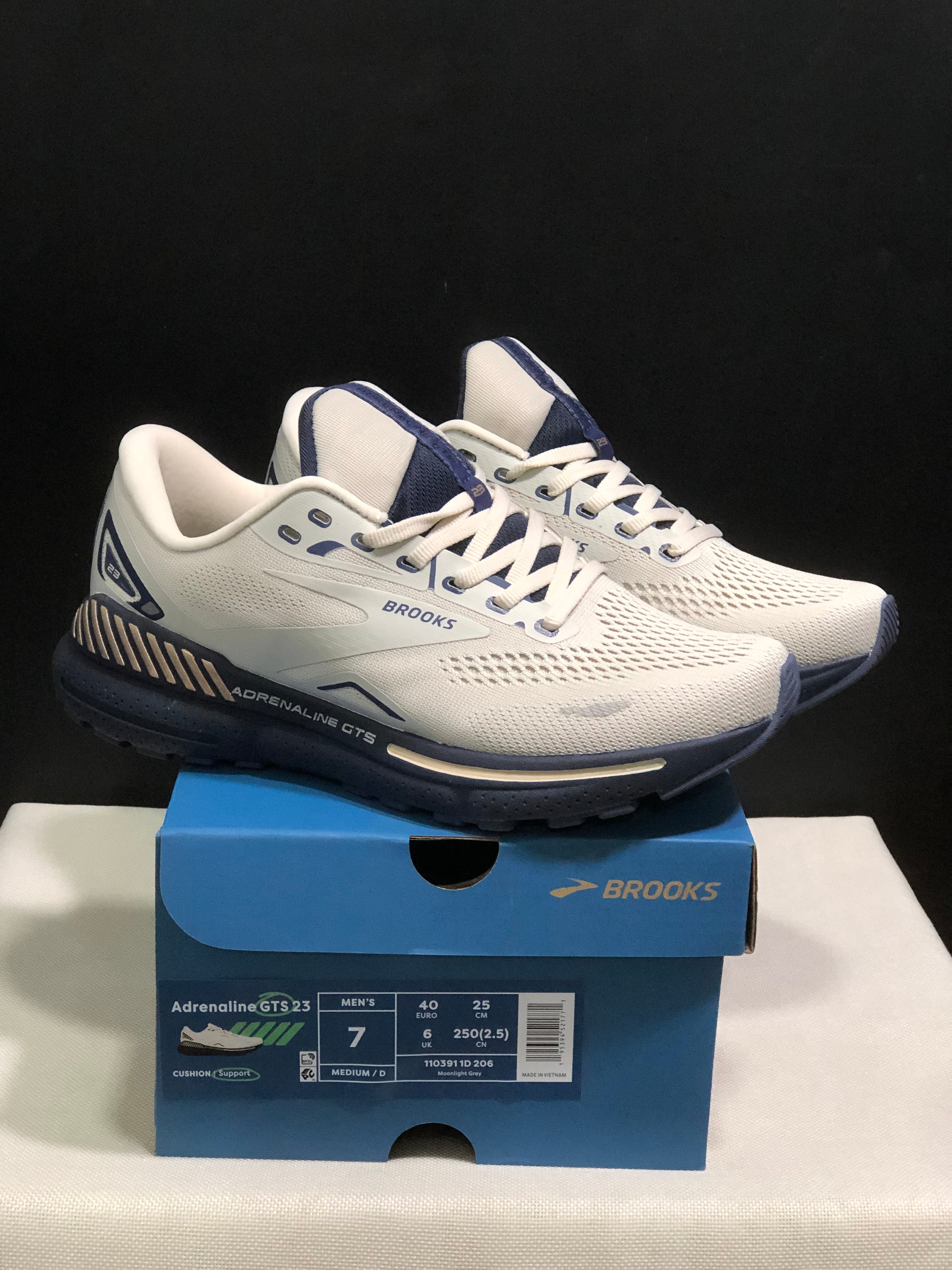 Brooks Adrenaline GTS 23 Shock-absorbing Wear-resistant Low-top Running Shoes Moonlight Grey