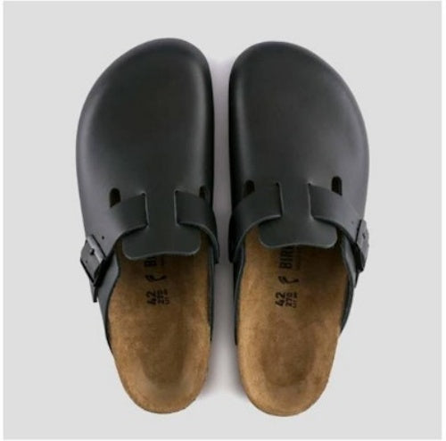 Birkenstock Boston Natural Leather 0060193 Black Sandals