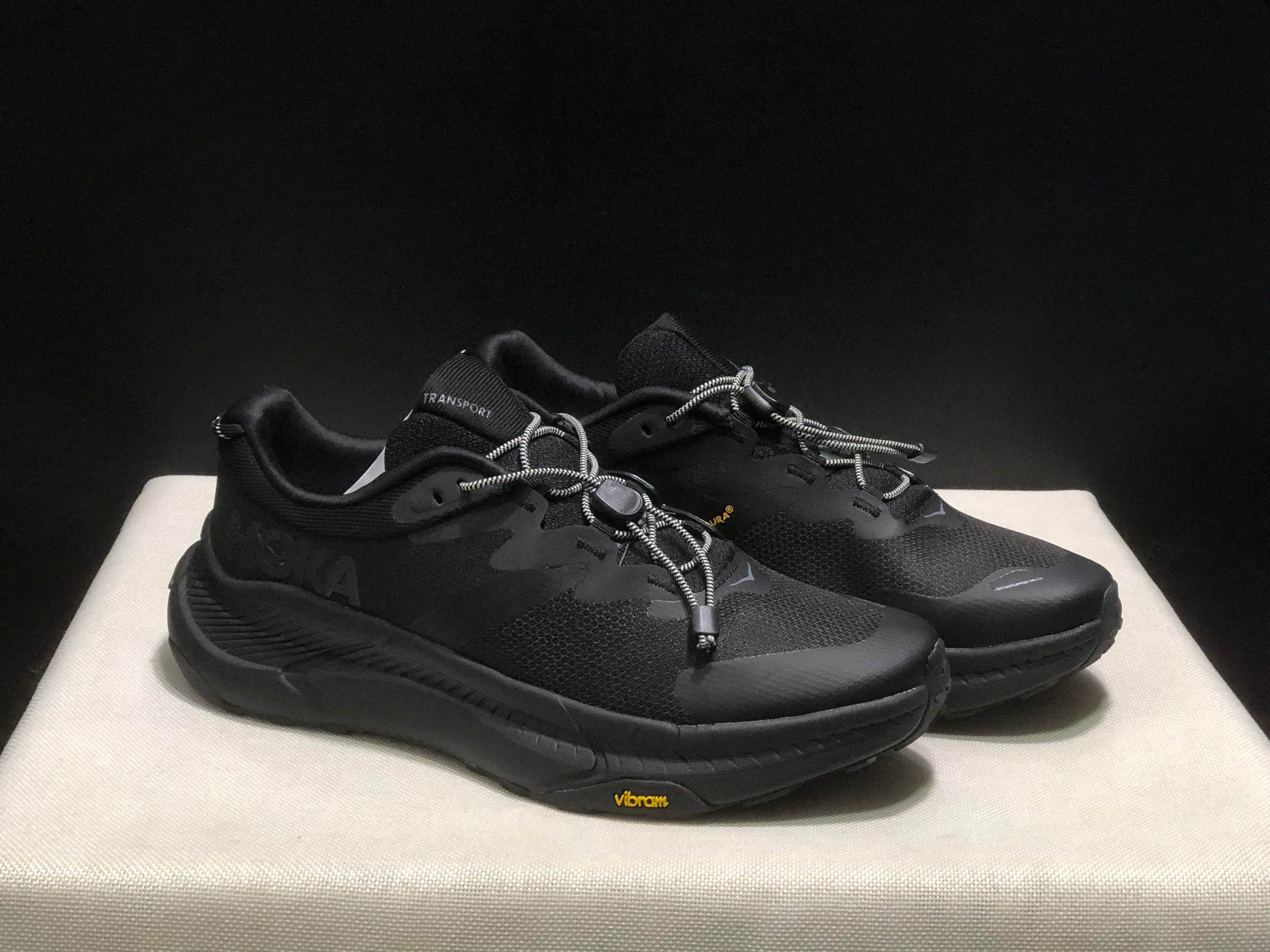 Hoka One One Transport Drawstring Low-top Running Shoes Black Sneakers