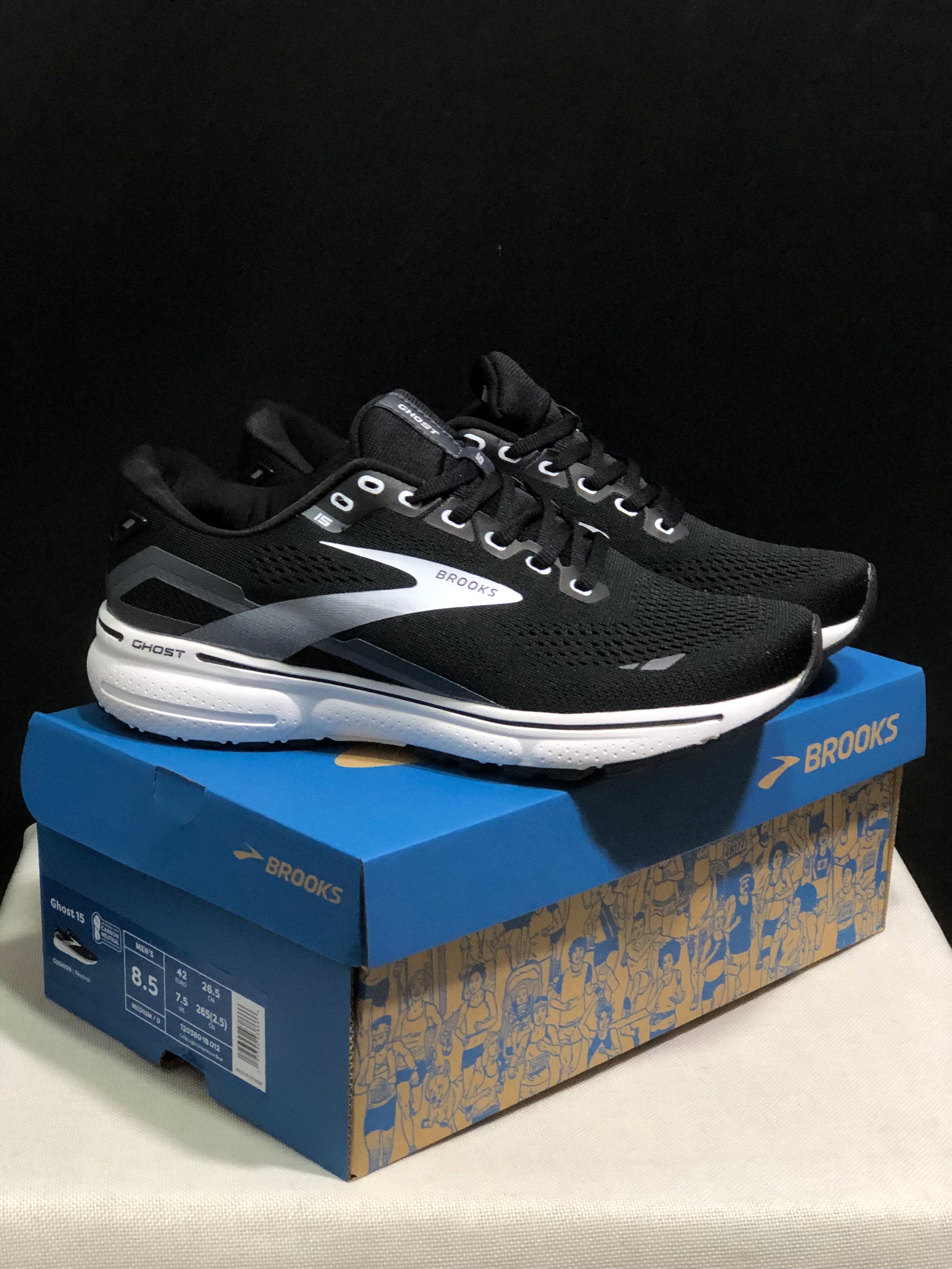 Brooks Ghost 15 Shock-absorbing Wear-resistant Low-top Running Shoes Colid Light Gray/Nave Blue