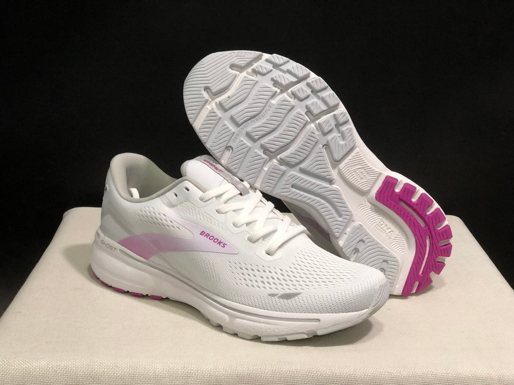 Brooks Ghost 15 Shock-absorbing Wear-resistant Low-top Running Shoes White Rose Red