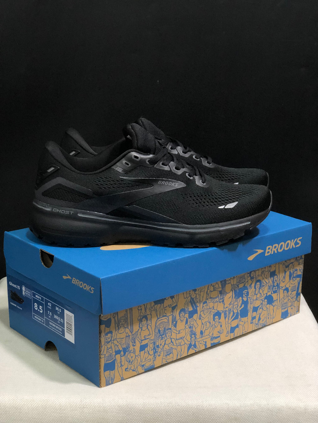 Brooks Ghost 15 Shock-absorbing Wear-resistant Low-top Running Shoes Black