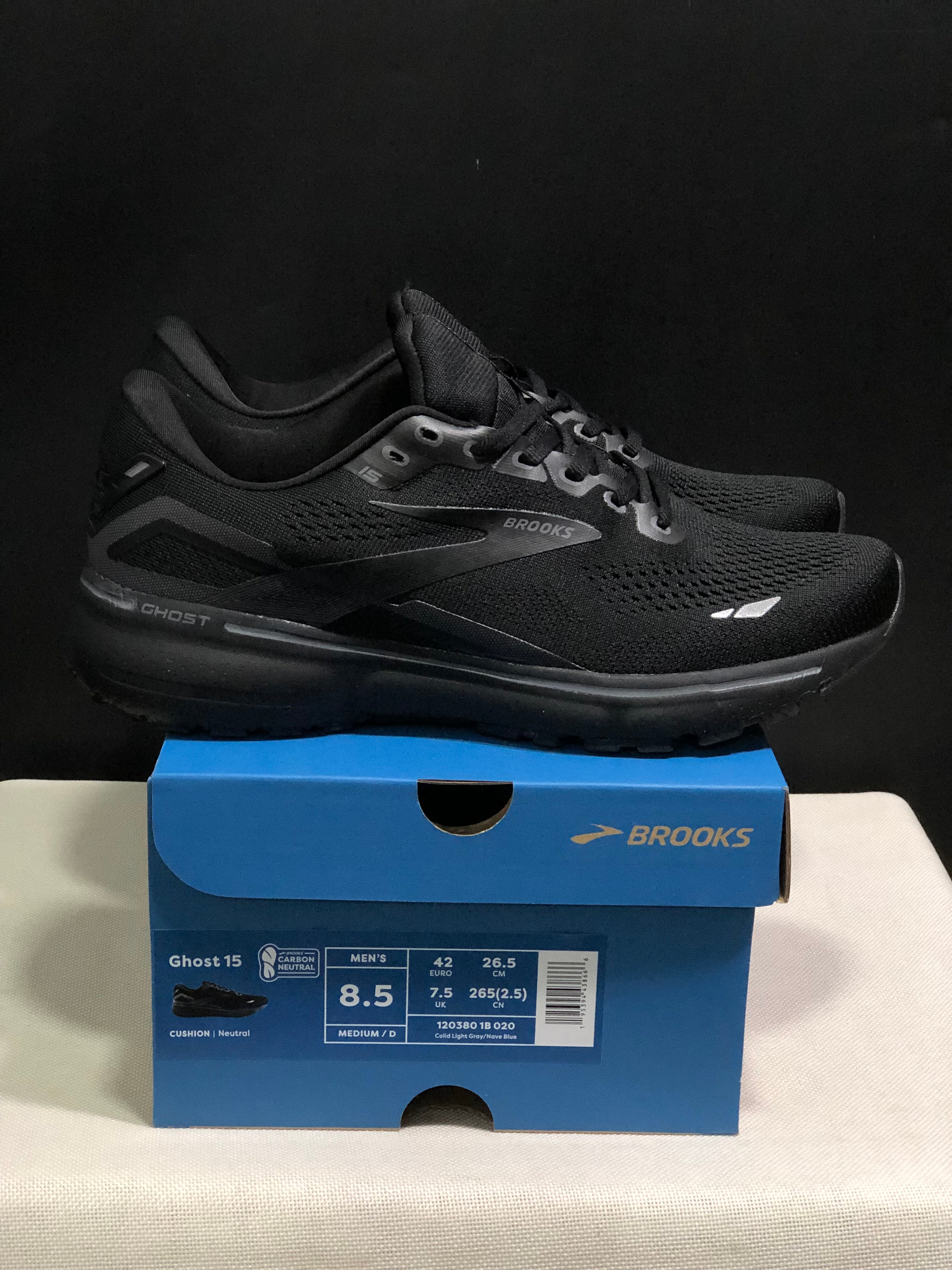 Brooks Ghost 15 Shock-absorbing Wear-resistant Low-top Running Shoes Black