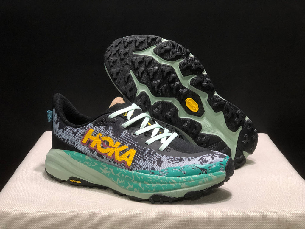 Hoka One One Speedgoat 6 Trail Running Shoes Sneakers Gray/Teal