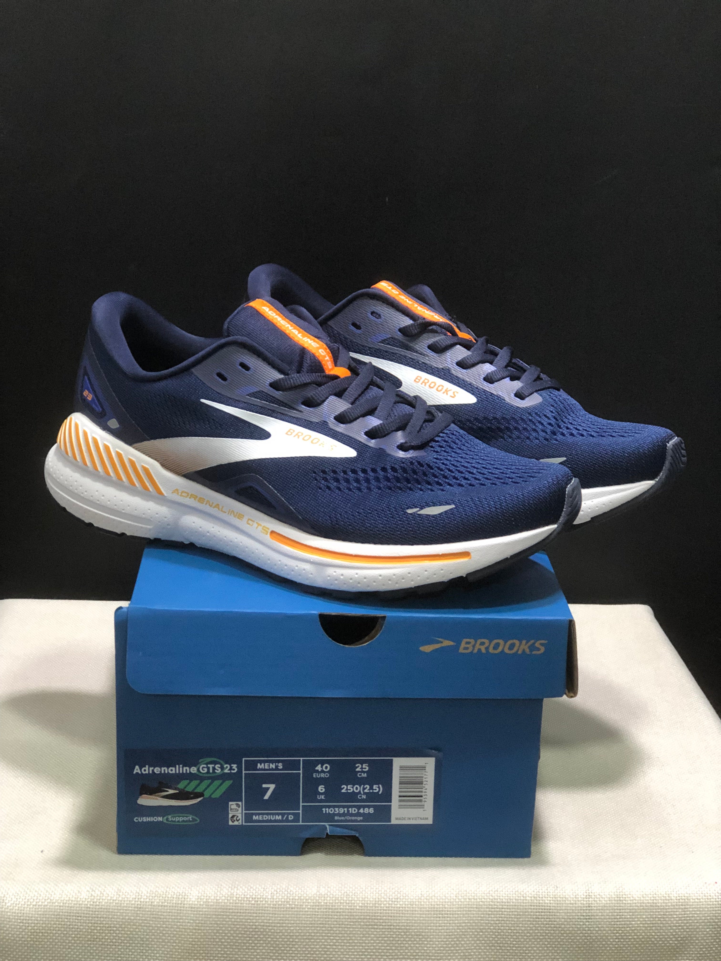 Brooks Adrenaline GTS 23 Shock-absorbing Wear-resistant Low-top Running Shoes Blue/Orange