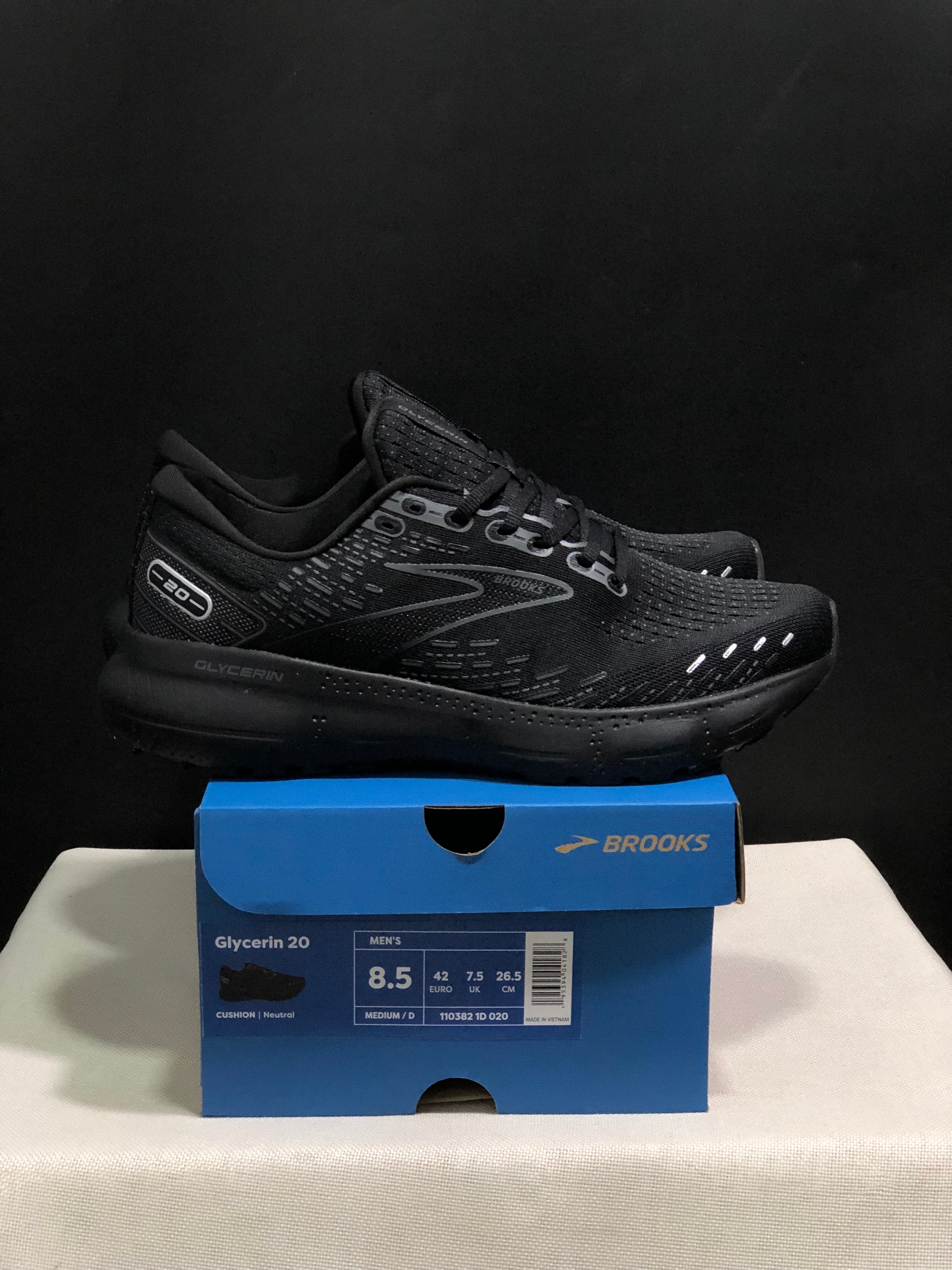 Brooks Glycerin GTS 20 Shock-absorbing Wear-resistant Running Shoes Black