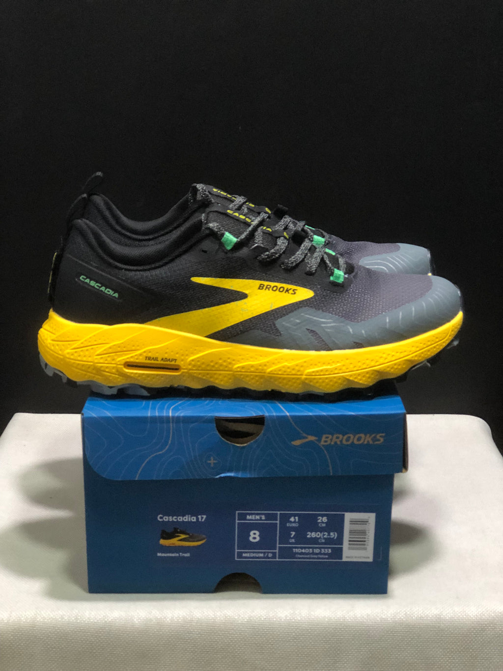 Brooks Cascadia 17 Trail Running Shoes Charcool Grey Yellow