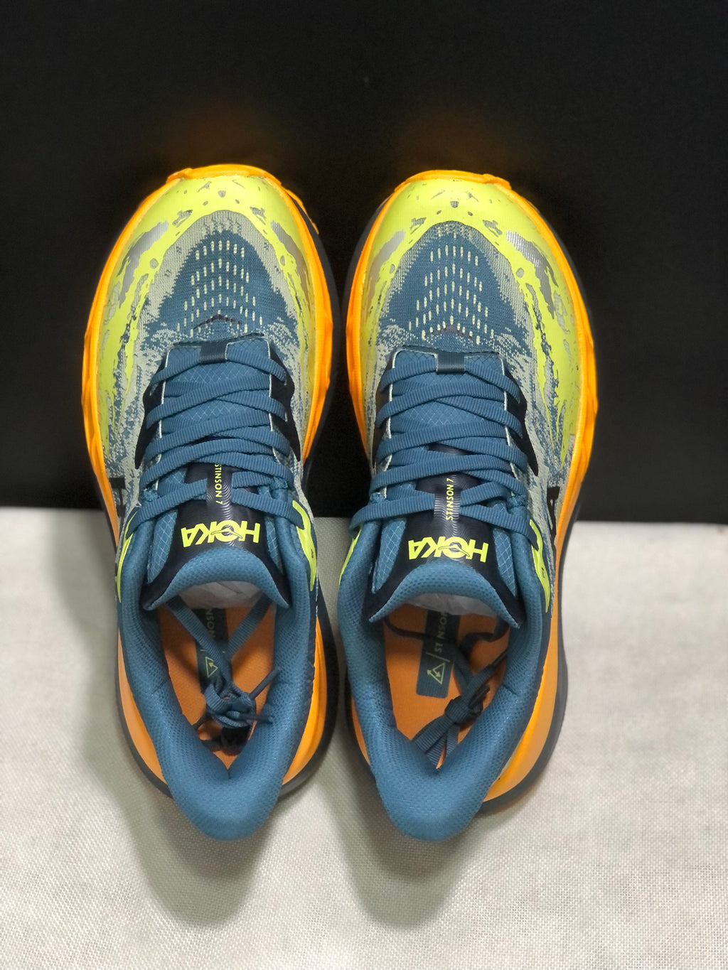 Hoka One One Stinson 7 Comfortable Anti-slip Running Shoes Turquoise/Camouflage/Orange