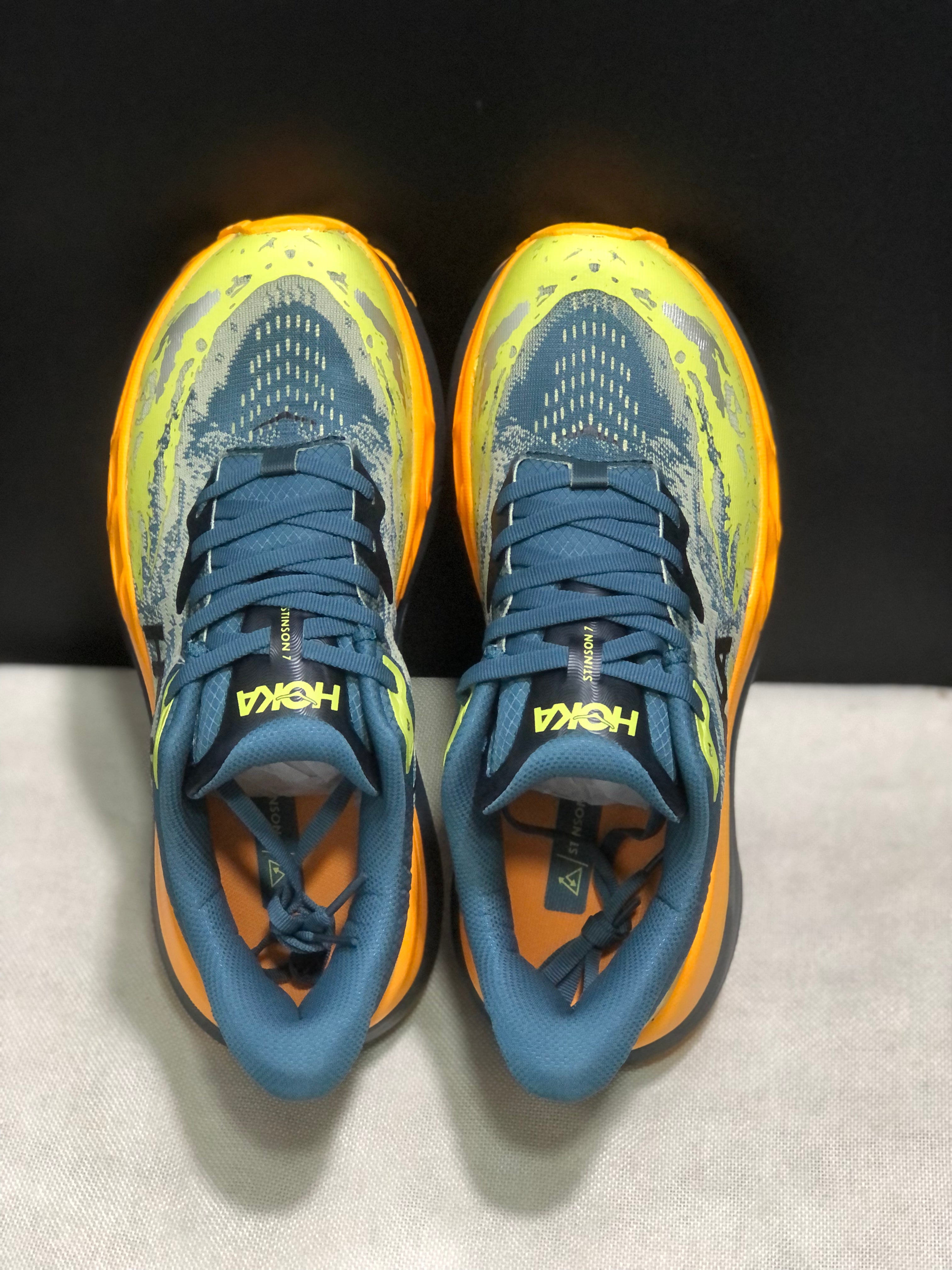 Hoka One One Stinson 7 Comfortable Anti-slip Running Shoes Turquoise/Camouflage/Orange