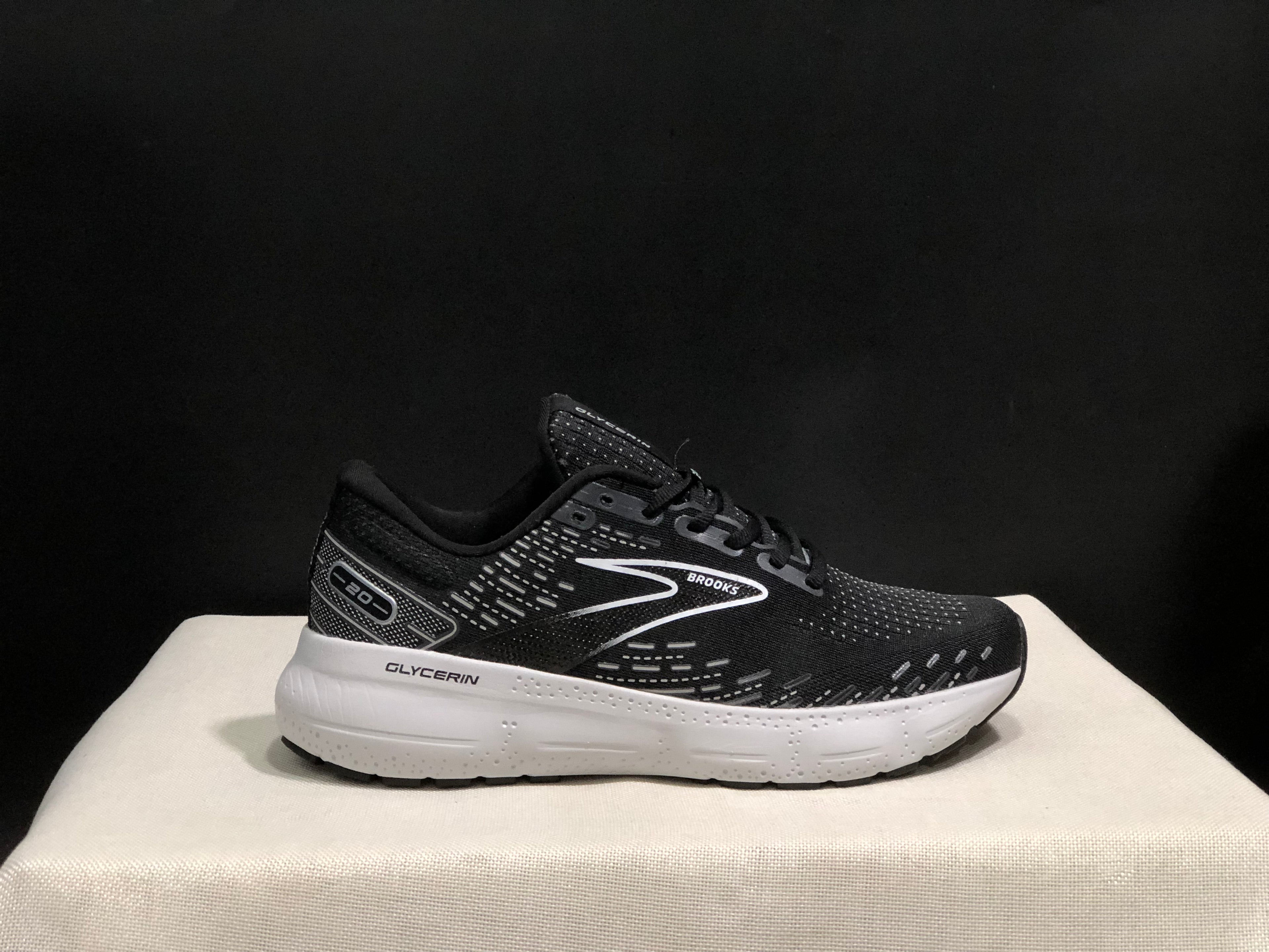 Brooks Glycerin GTS 20 Shock-absorbing Wear-resistant Running Shoes Black/White