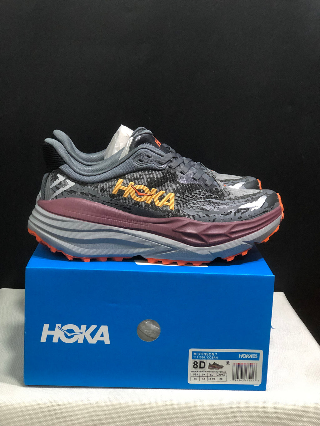 Hoka One One Stinson 7 Comfortable Anti-slip Outdoor Running Shoes Sneakers Gray/Orange