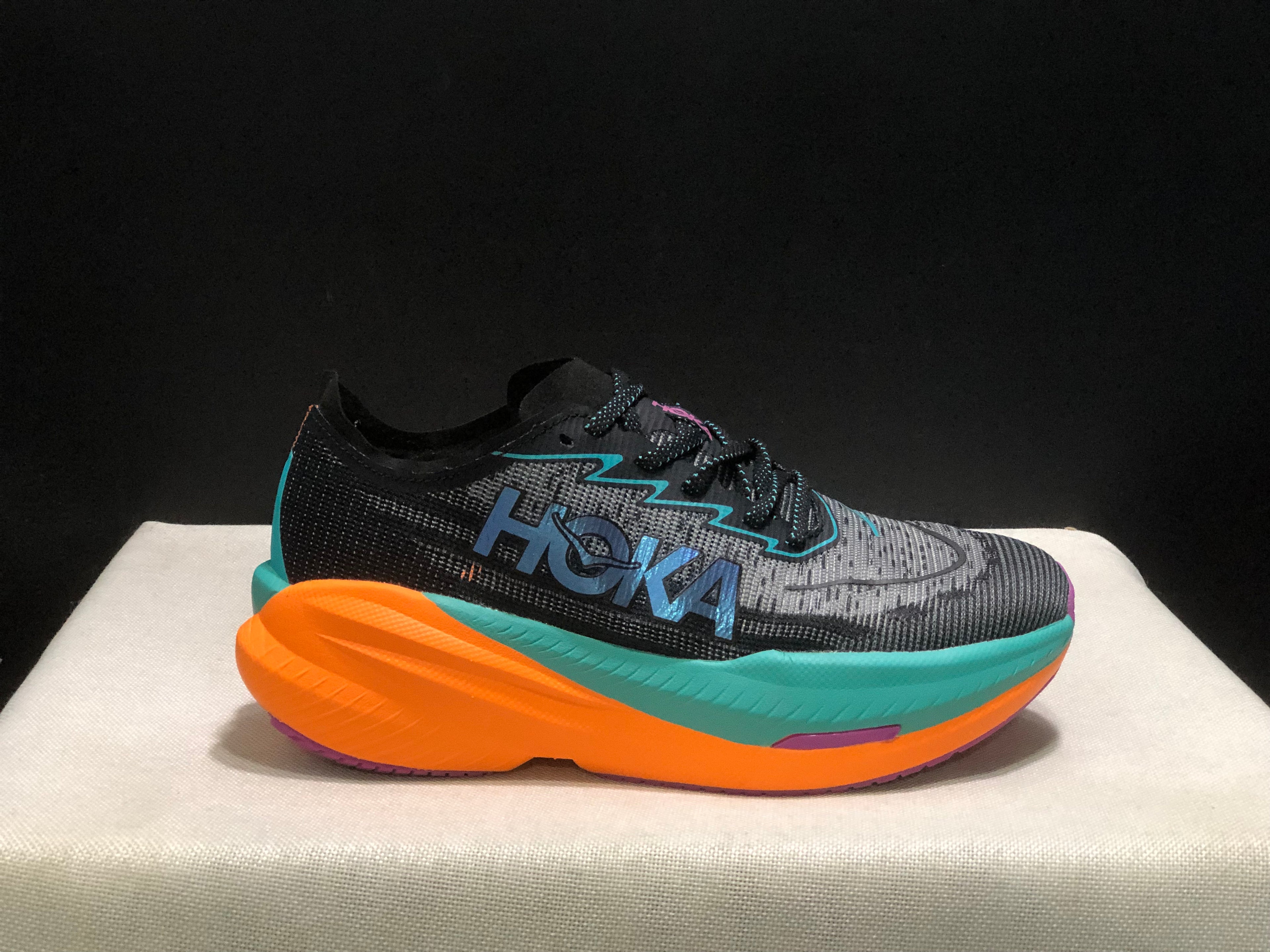 Hoka One One Mach X 2 Anti-slip Low-top Running Shoes Black/Green/Orange