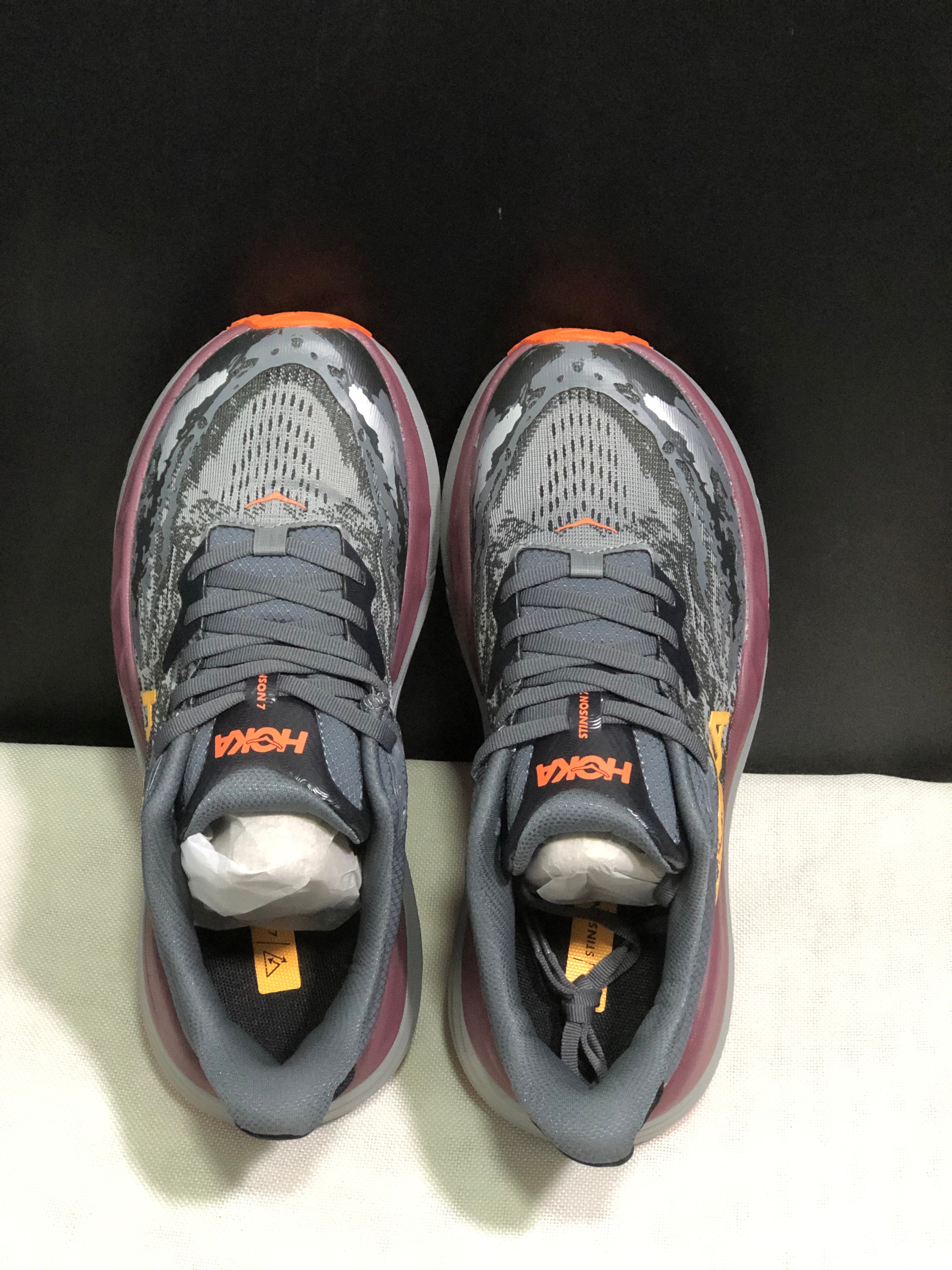 Hoka One One Stinson 7 Comfortable Anti-slip Outdoor Running Shoes Sneakers Gray/Orange