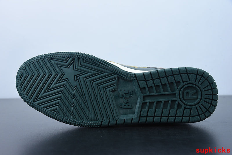 A Bathing Ape Bape Sta Sk8 Gray And Yellow Embossed Patent Leather