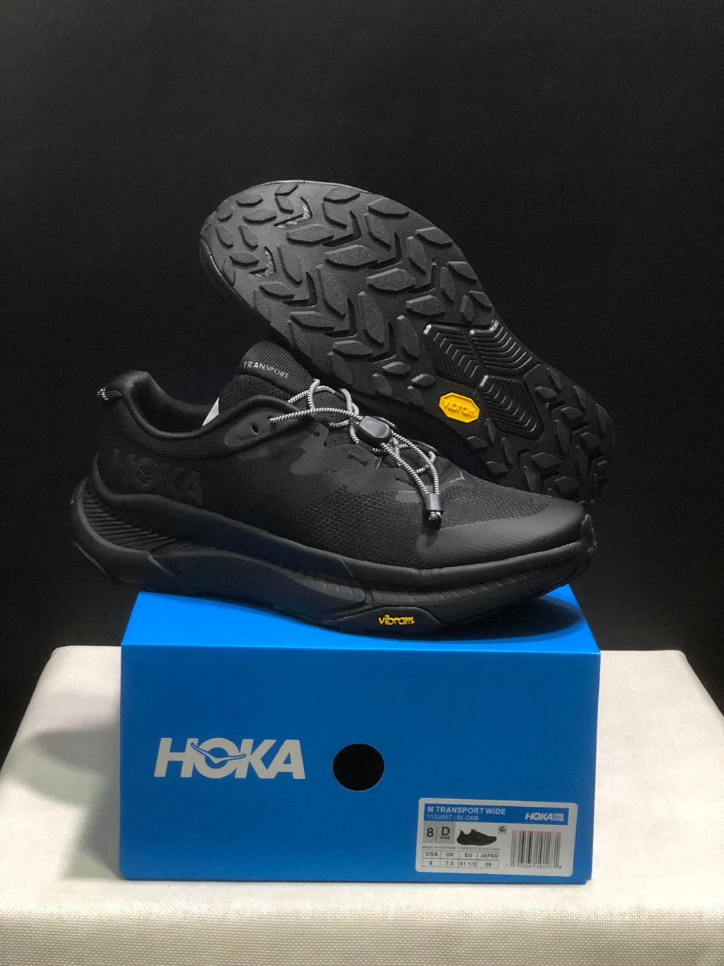 Hoka One One Transport Drawstring Low-top Running Shoes Black Sneakers