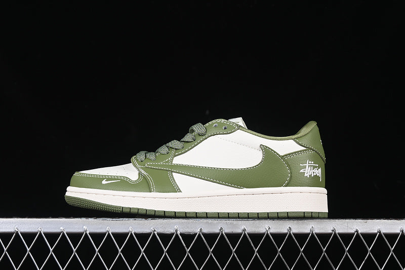 Travis Scott Fragment Design Nike Air Jordan 1 Low OG SP White Green Sneakers