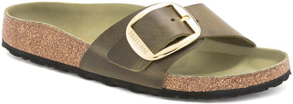 Birkenstock Madrid Olive Green Big Buckle Natural Leather Oiled 1024114 Fashion Slippers