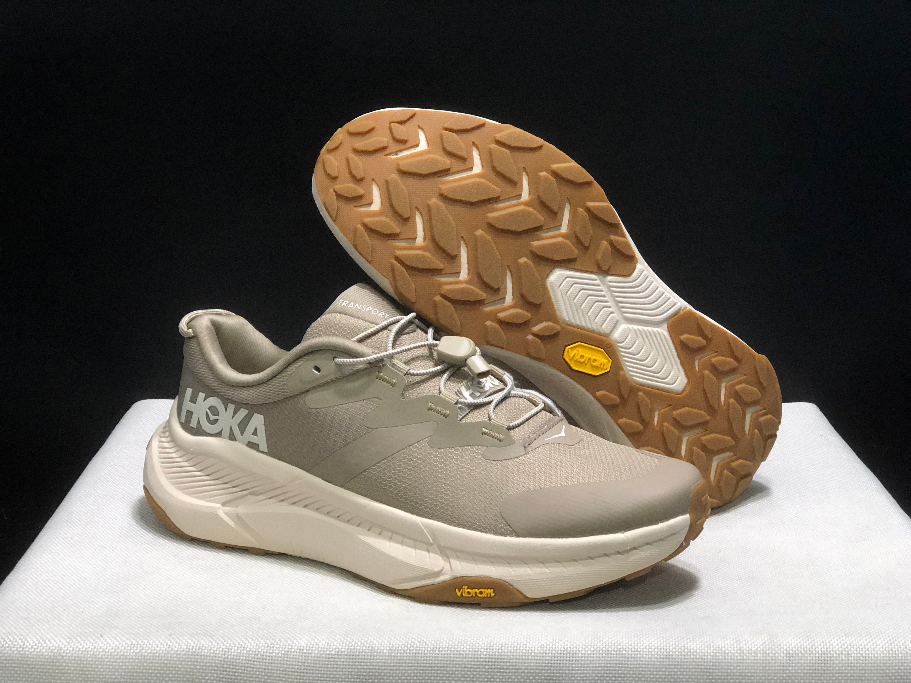 Hoka One One Transport Drawstring Low-top Running Shoes Sneakers Brown