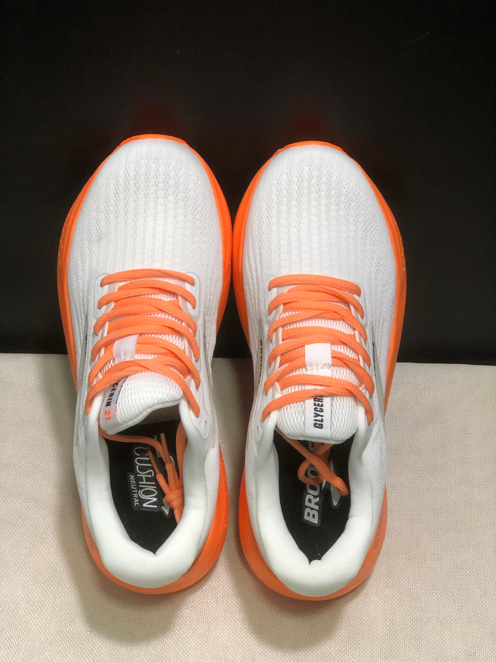 Brooks Glycerin 21 Low-top Casual Running Shoes White/Flourescent Orange