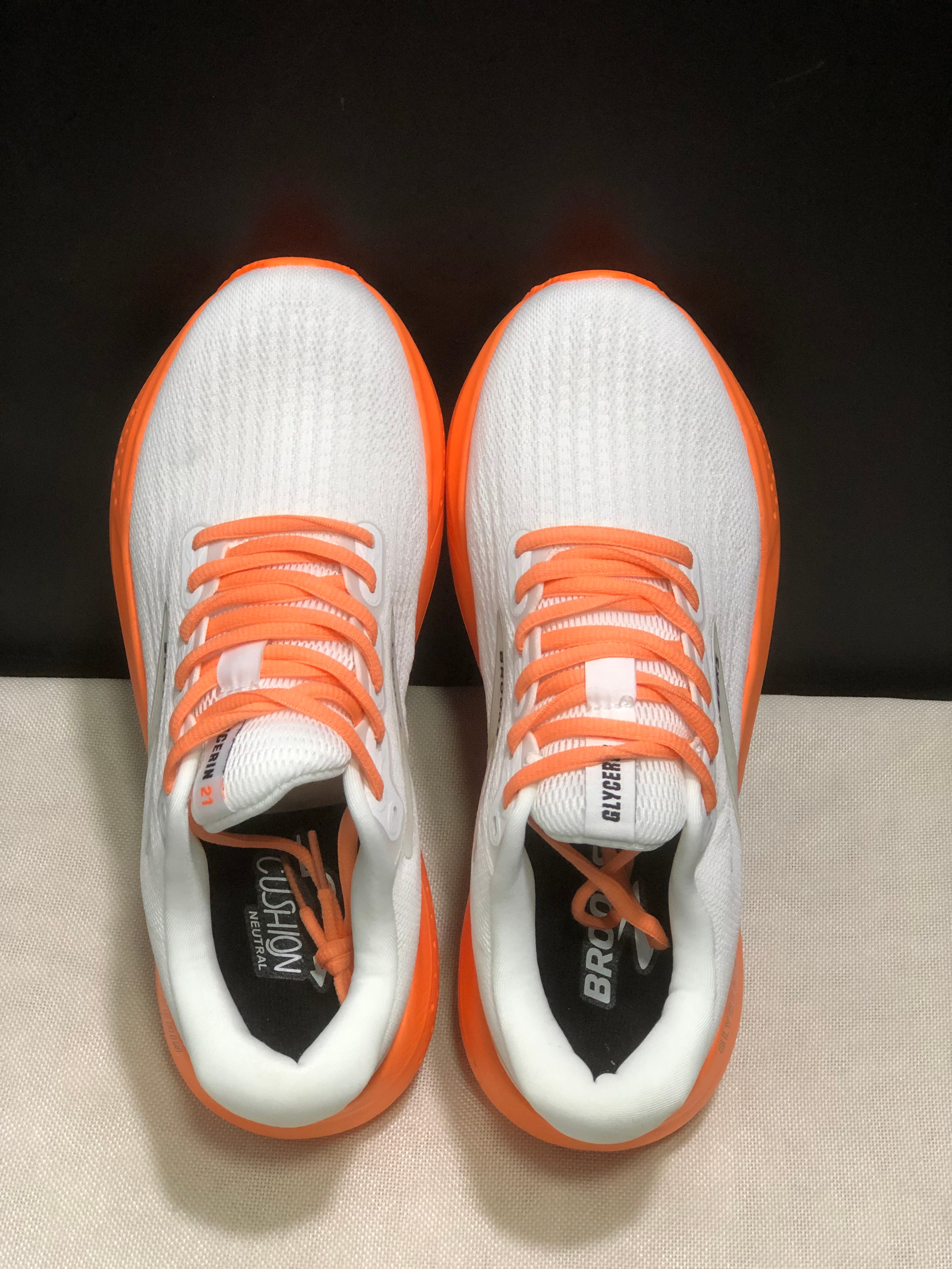 Brooks Glycerin 21 Low-top Casual Running Shoes White/Flourescent Orange