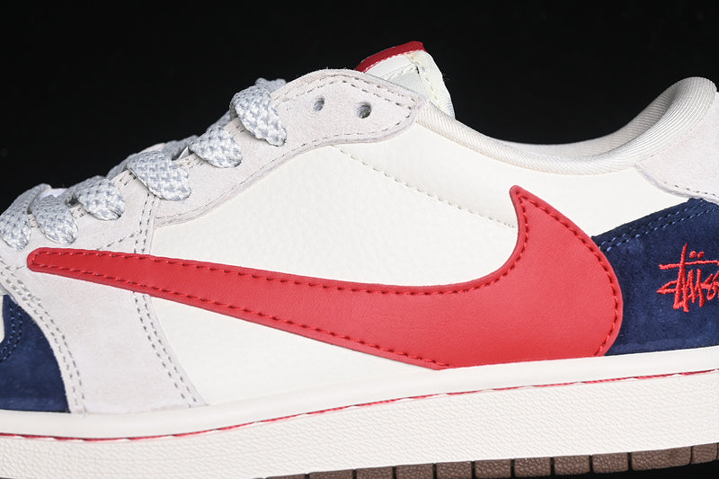 Travis Scott Fragment Design Nike Air Jordan 1 Low OG SP Red Blue White Fashion Sneakers